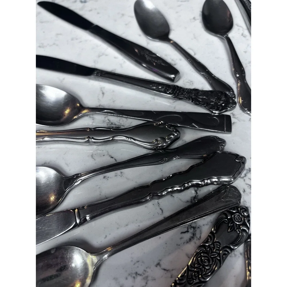 Craft Stainless Spoons Knives Forks Lot Of 26 Vtg Flatware Ornate Jewelry Making